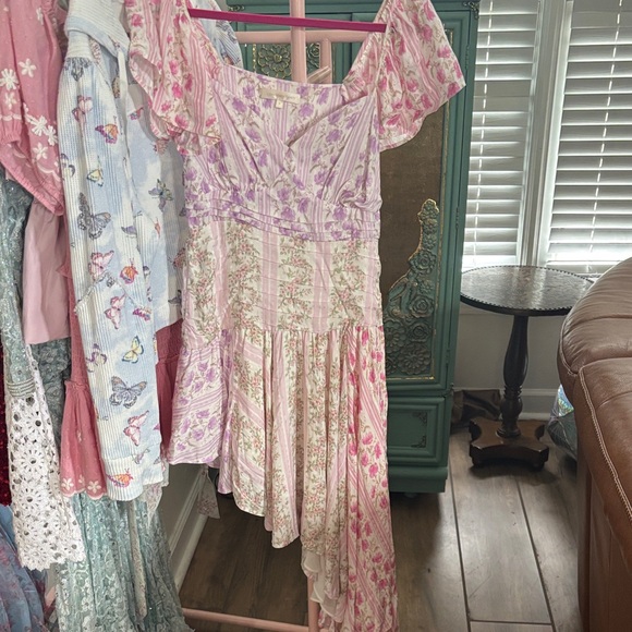 LoveShackFancy Pink and Purple High Low Dress - Picture 1 of 3